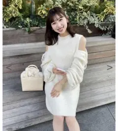 NICE CLAUP ナイスクラップ あざとモテミニワンピース アイボリー