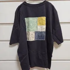パッチワーク風プリント 半袖Tシャツ ブラックのサムネイル