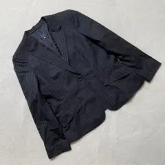 KEITH テーラードジャケット ストライプ柄 シングルボタン ウール混 黒