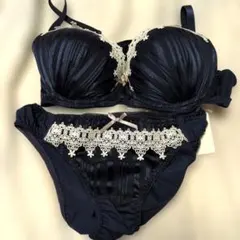 ネイビー LL ラメシフォンブラジャーショーツセットのサムネイル