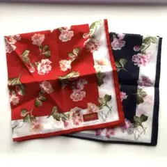 新品未使用　KENZO ケンゾー　ハンカチ　2枚セット　赤&紺　花柄　匿名配送