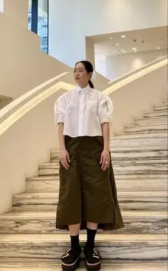 sacai サカイ ナイロンツイルバックプリーツスカート ブラックギャルソンのサムネイル