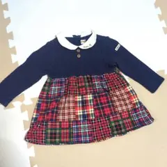 mikihouse☆ネイビー・チェック柄ワンピース 80cm