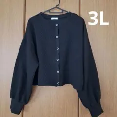 【未使用】黒カーディガン　3Lサイズ　羽織り　カーデガン　袖パフスリーブ