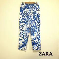 【美品】ZARA ザラ 花柄 スリット入り カジュアルパンツ Lのサムネイル
