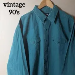 ま*ー様 90's Wrangler ウエスタンシャツ XL相当 グリーン 長袖