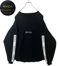 RVCAセンターロゴ×袖ロゴ ブラックロンT長袖Tシャツ ビッグサイズデザインのサムネイル