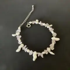 淡水パール ローズクォーツさざれブレスレット