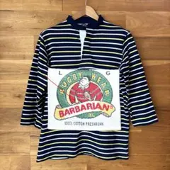 美品★【BARBARIAN バーバリアン】ラガーシャツ 五分袖 スタンドカラー