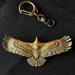 【新品未使用】真鍮製 イーグル チャーム 彫刻デザイン パーツ キーホルダー