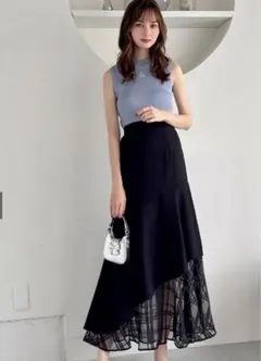 GRL シアー　チェック柄　アシンメトリー　スカート