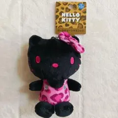 新品タグ付き★ハローキティ ボールチェーンマスコット ヒョウ柄 ピンク ブラック