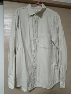 ユニクロ　メンズ　フランネルシャツ　オフホワイト　Lサイズ　470182