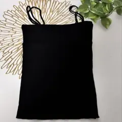 リブ編み黒タンクトップ インポート商品
