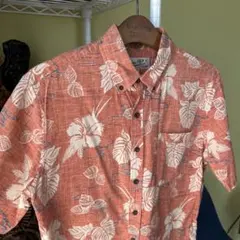 ハワイ　PIKO アロハシャツ レーヨン　オレンジ　Mのサムネイル
