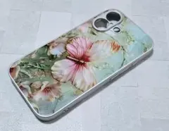 iPhone16 用 スマホケース 蝶 桜 花柄 油絵 アート ピンクレッド