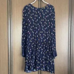【ZARA】 ワンピース　ネイビー　ヨガ柄