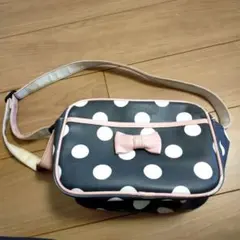水玉模様リボン付きショルダーバッグ