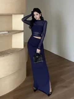 秋の女子会に✨ロングセットアップ　おしゃれ上級者必見⭐︎パーティーにも最適