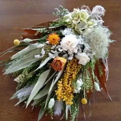 秋色紫陽花とスモークツリーのスワッグ - メルカリ