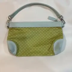 ドット柄ショルダーバッグ 黄緑色・水色