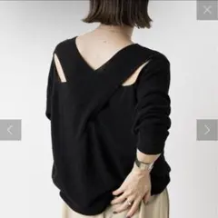 Omekashi オメカシ　シアークロスロングスリーブニット　ブラックのサムネイル