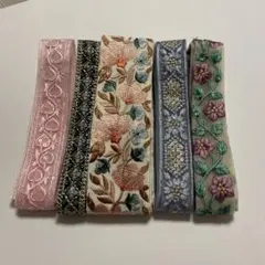 パ*リ様 インド刺繍リボンセット 5本入り　各1m