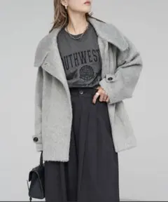 ボンジュールサガン　カレッジ刺繍ピグメントスウェットTシャツ