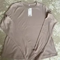 新品★GU リブ長袖Tシャツ ピンク Lサイズ