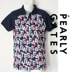 新品【パーリーゲイツ】吸水・速乾の着心地 ロゴ柄 半袖ポロシャツ 紺 1(M)