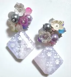 手染めビーズ ペイントビーズ ハンドメイド イヤリング ピアス