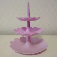 スイマー 3段 ケーキスタンド アクセサリースタンド ピンクパープル 花びら型のサムネイル