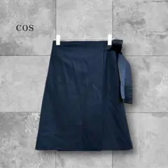 新品 COS コス スカート フレア オフィス カシミヤ ウール ネイビー 紺のサムネイル