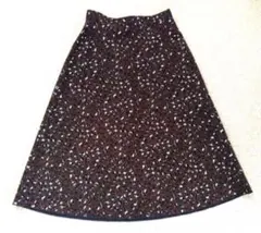 ナチュラルビューティーベーシック 上品 リバーシブルスカート 茶ヒョウ柄/濃紺