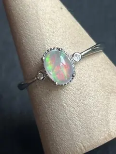 オパール　エチオピア産　silver925 リング　フリーサイズ