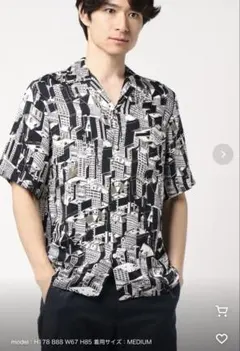 NIPOAROHA M s レーヨンアロハシャツ MANHATTAN BLACKのサムネイル