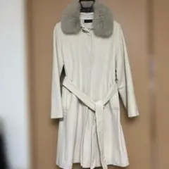 アンゴラ　ウール　ロングコート　オフホワイト