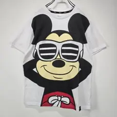 DISNEY　半袖　Tシャツ　L　ビッグプリント　ミッキーマウス　人気　古着