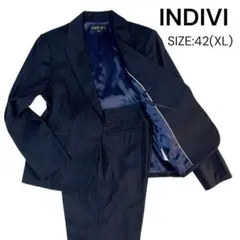 美品 インディヴィ INDIVI パンツスーツ セットアップ シルク混 XL