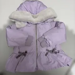 Petit Main 薄紫 フード付きダウンコート 90cm