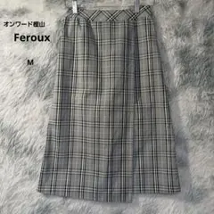 オンワード樫山Ferouxグレー系チェック タイトスカート ポケット付き　春夏秋