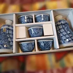 茶器セット 急須 湯呑み5客 染付 山水画 茶器揃 専用箱入り - メルカリ