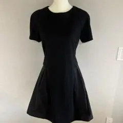 JIL SANDER NAVYブラック 半袖ワンピース 異素材切り替え　38のサムネイル