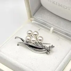 24820✨️ミキモト ブローチ リボン パール アコヤ真珠 シルバー925