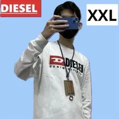 新品　ディーゼル　T-JUST-LS-DIV　長袖Ｔシャツ　XXLホワイト　ロゴ