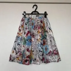 MACPHEE 水彩花柄スカート シルク コットン 34のサムネイル