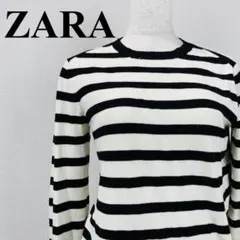ZARA ニット ボーダー パール 白黒 M 1275-B
