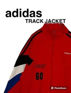 アディダス トラックジャケット ジャージ 古着 赤 黒 青 90s ドイツ製