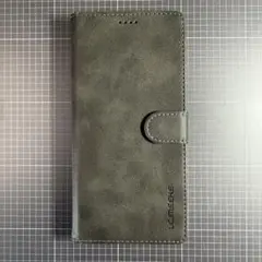 iPhone15 Pro Max 手帳型ケース グレー 合皮