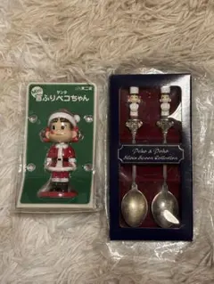 サンタ首振り ペコちゃん ポコちゃん カトラリー スプーンセット